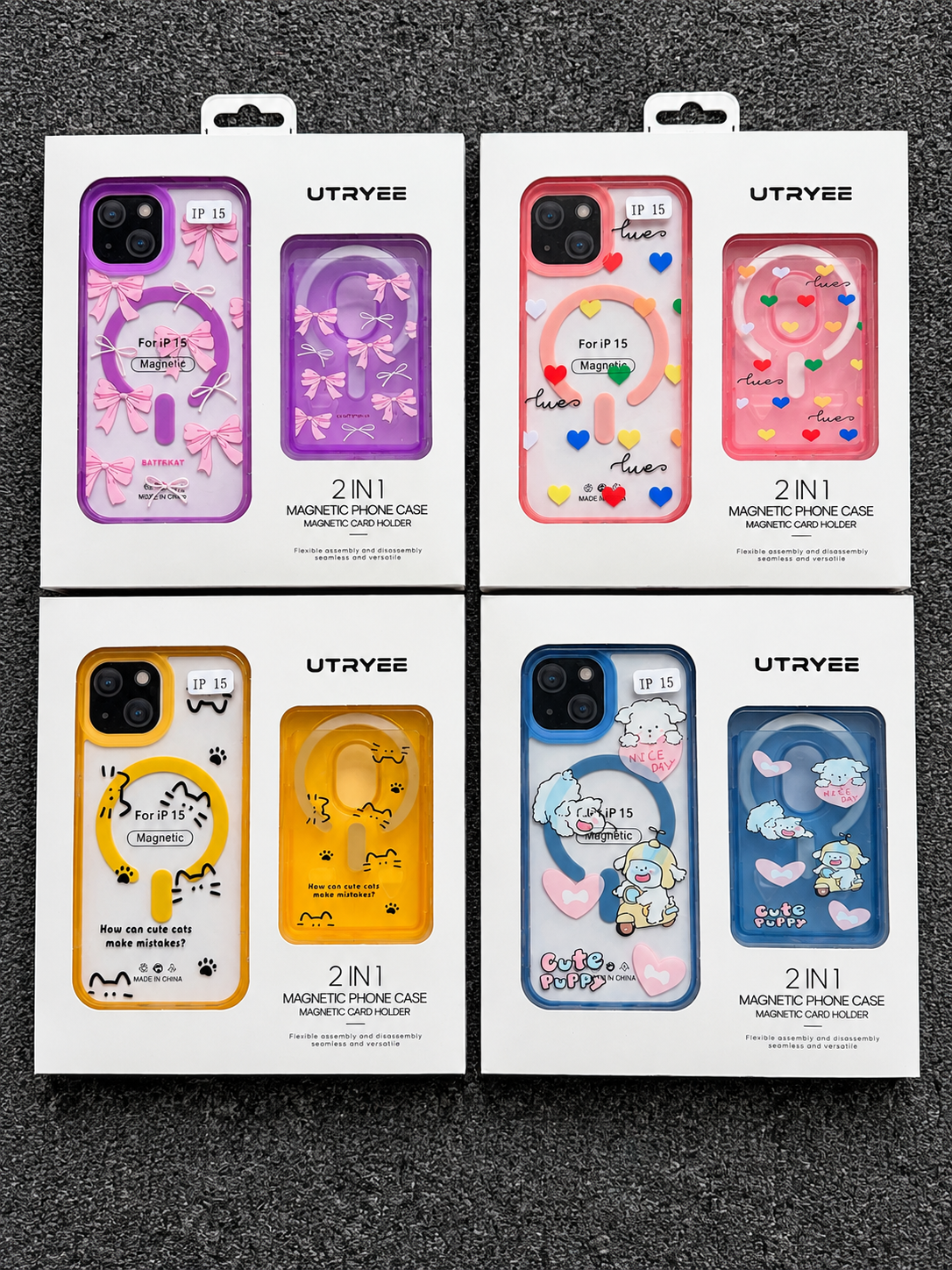 UTRYEE 2-in-1 Magnetic iPhone Case + Detachable Card Holder for iPhone 15