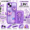 UTRYEE 2-in-1 Magnetic iPhone Case + Detachable Card Holder for iPhone 15 Plus