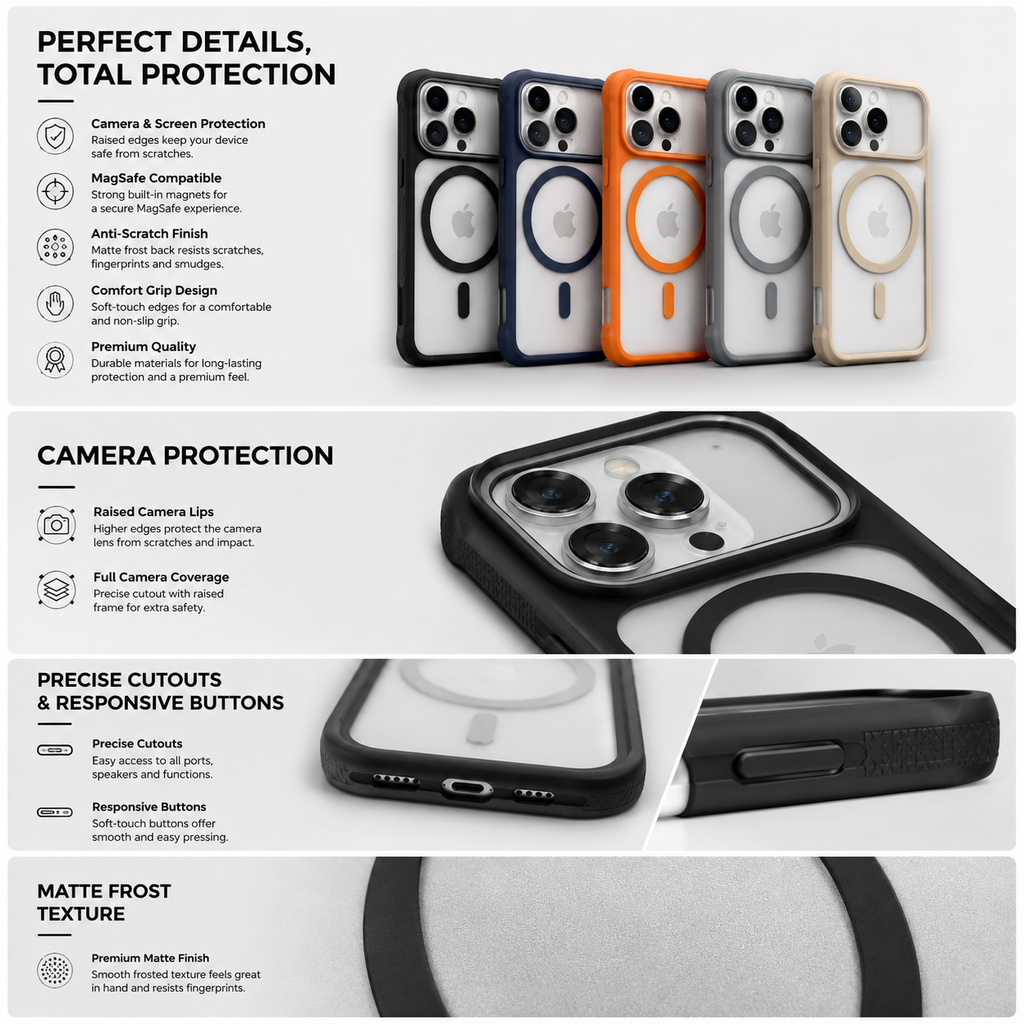 iPhone 15 Pro Max Premium Matte Frost MagSafe Case – Stylish Protective Back Cover
