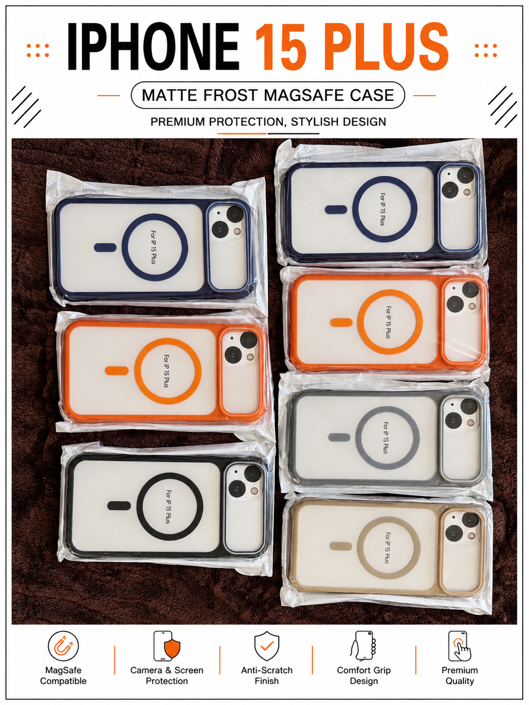 iPhone 15 Plus Premium Matte Frost MagSafe Case – Stylish Protective Back Cover