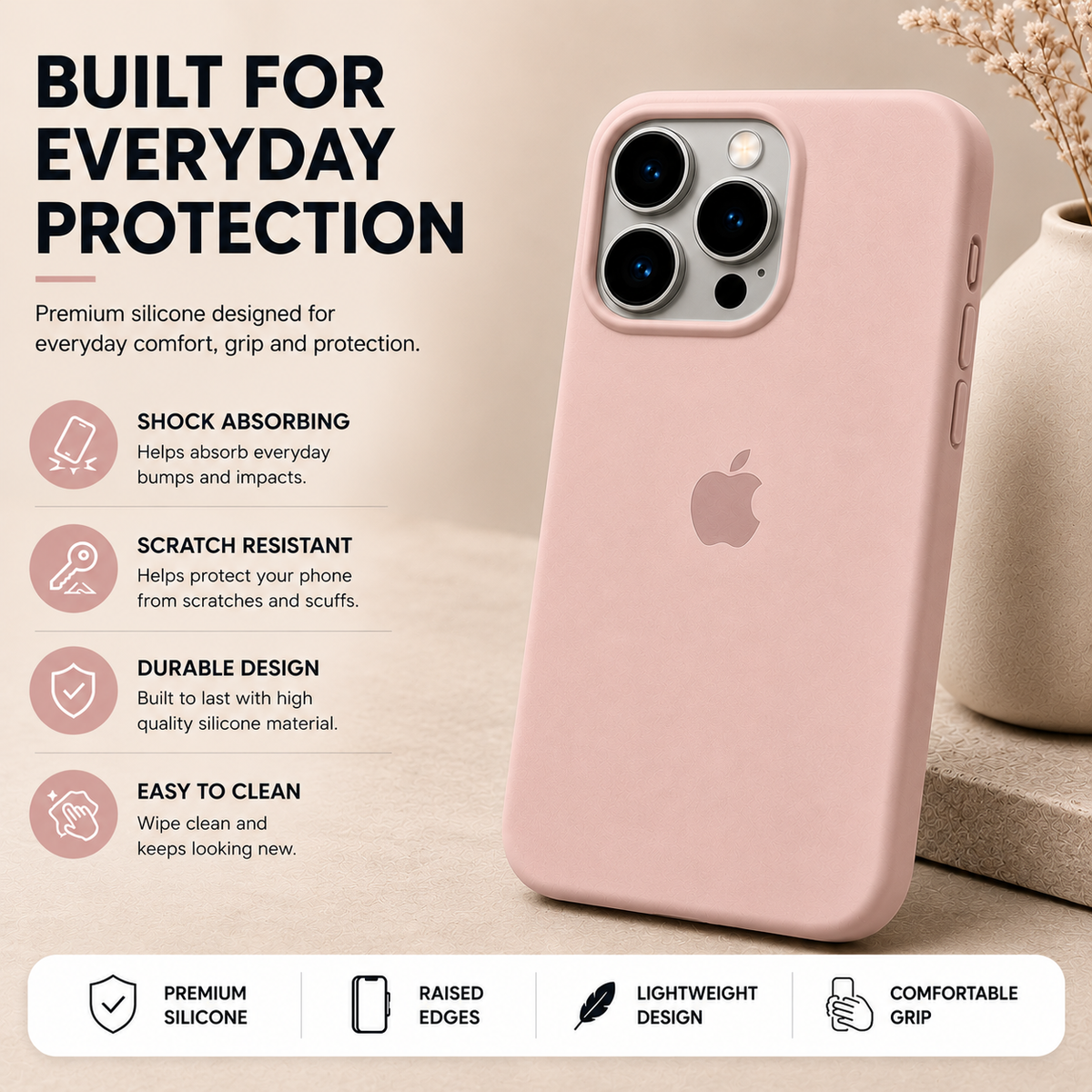 iPhone 15 Pro Max Silicone Case – Stylish Protective Back Cover