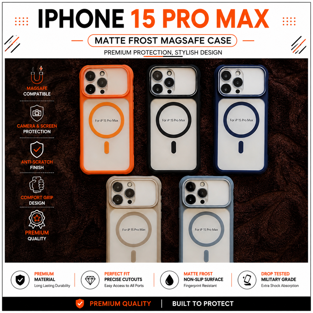 iPhone 15 Pro Max Premium Matte Frost MagSafe Case – Stylish Protective Back Cover