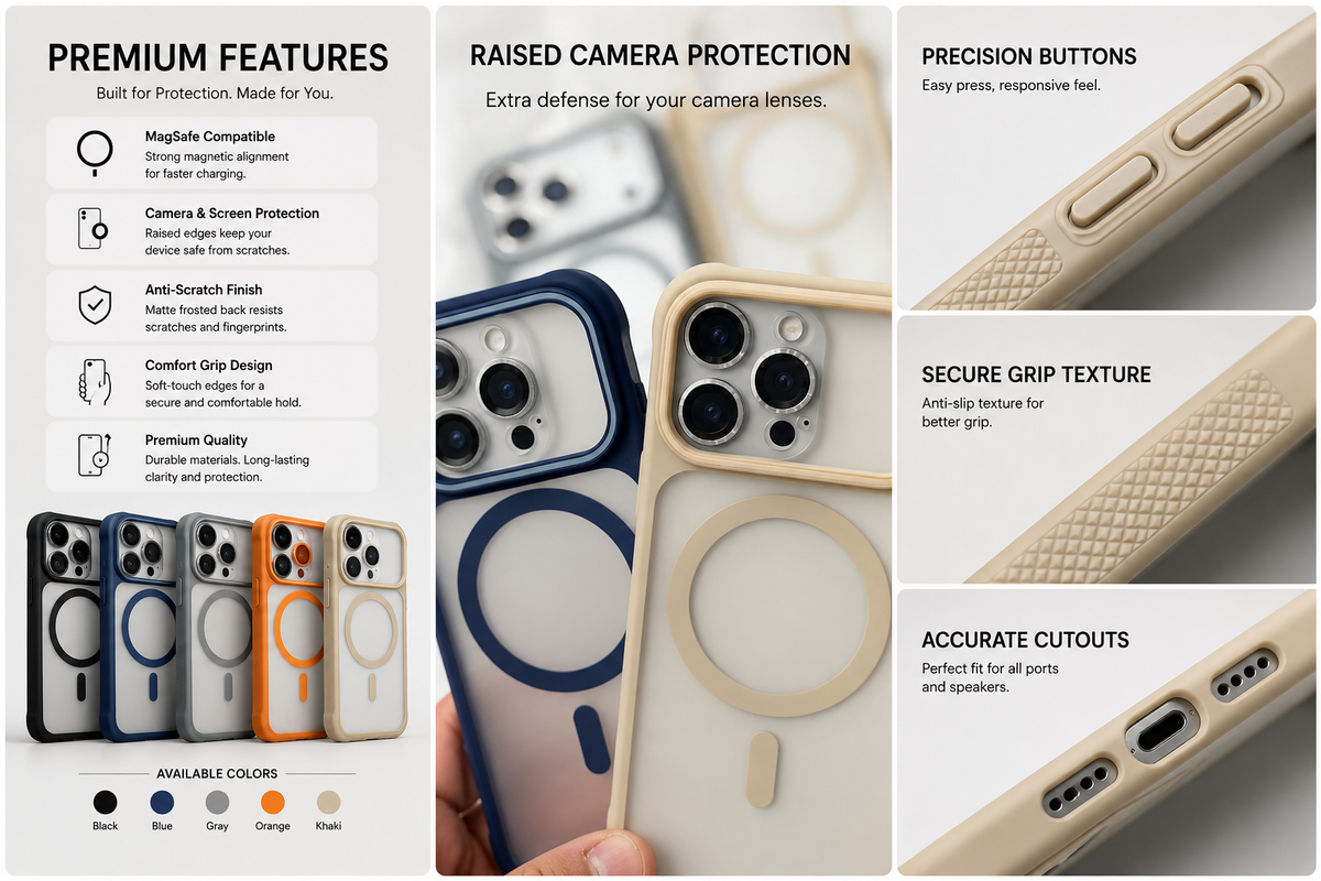iPhone 15 Pro Max Premium Matte Frost MagSafe Case – Stylish Protective Back Cover