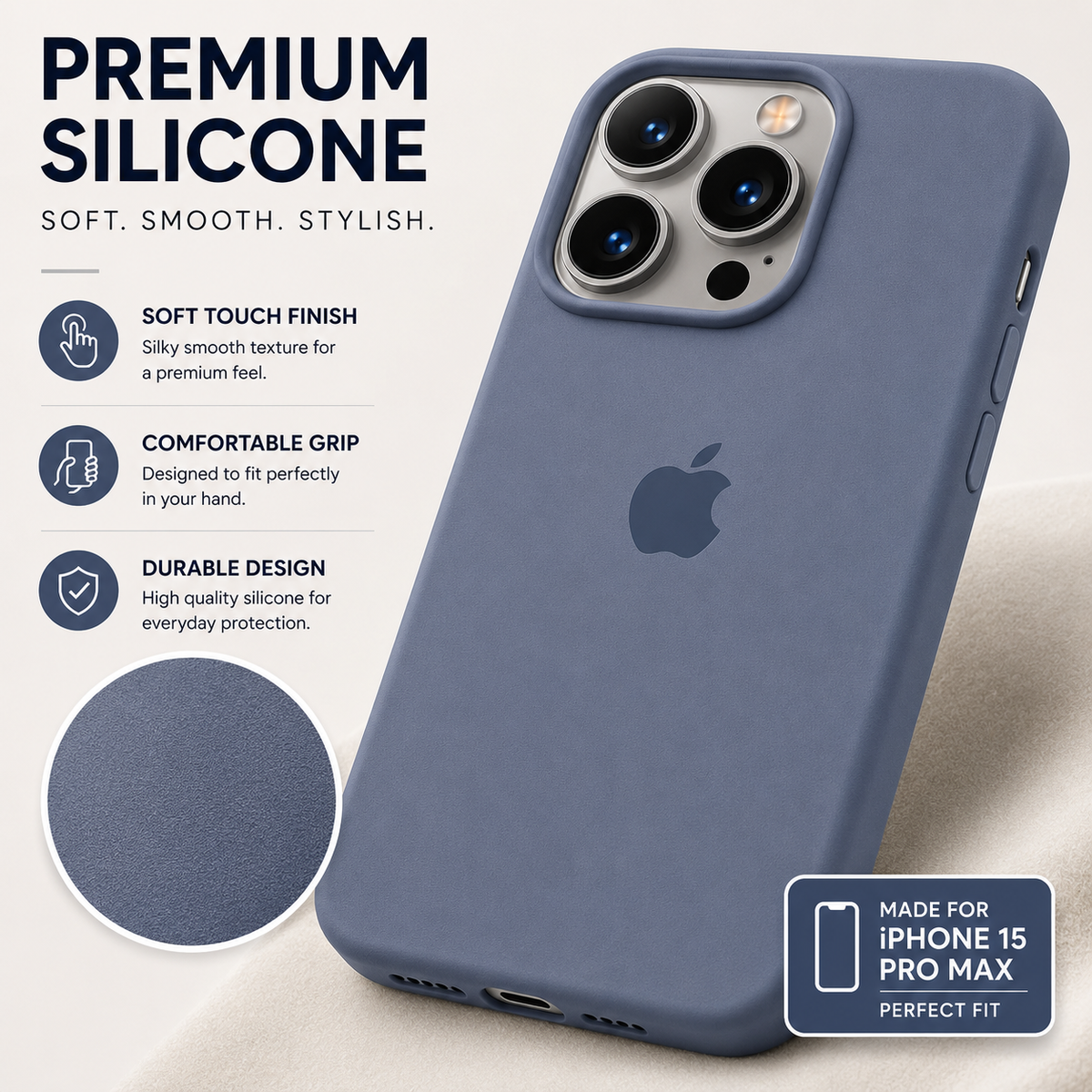 iPhone 15 Pro Max Silicone Case – Stylish Protective Back Cover