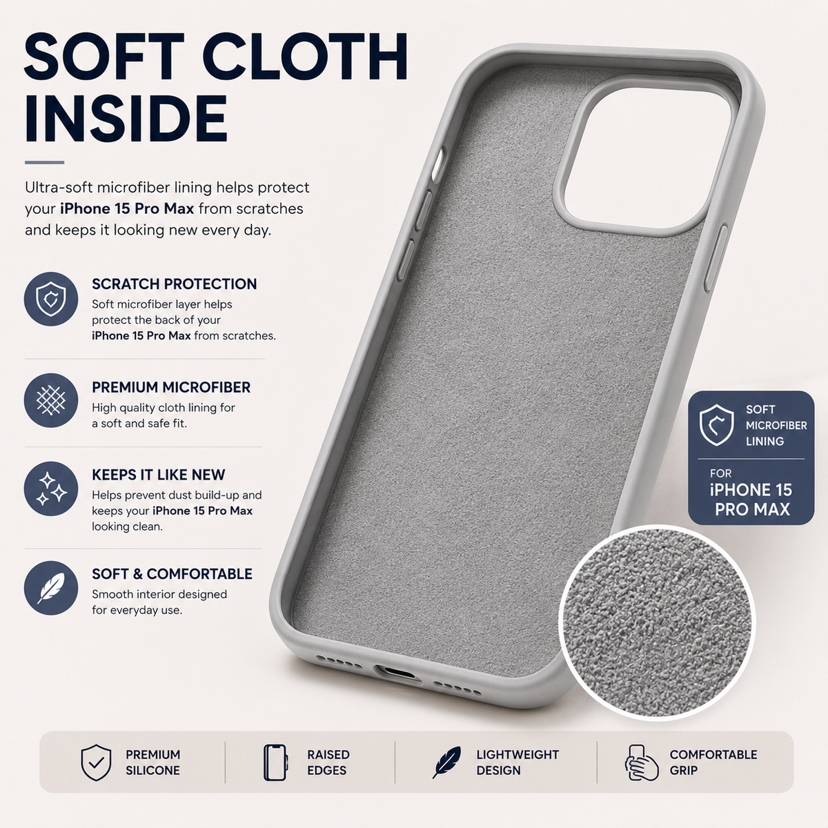 iPhone 15 Pro Max Silicone Case – Stylish Protective Back Cover