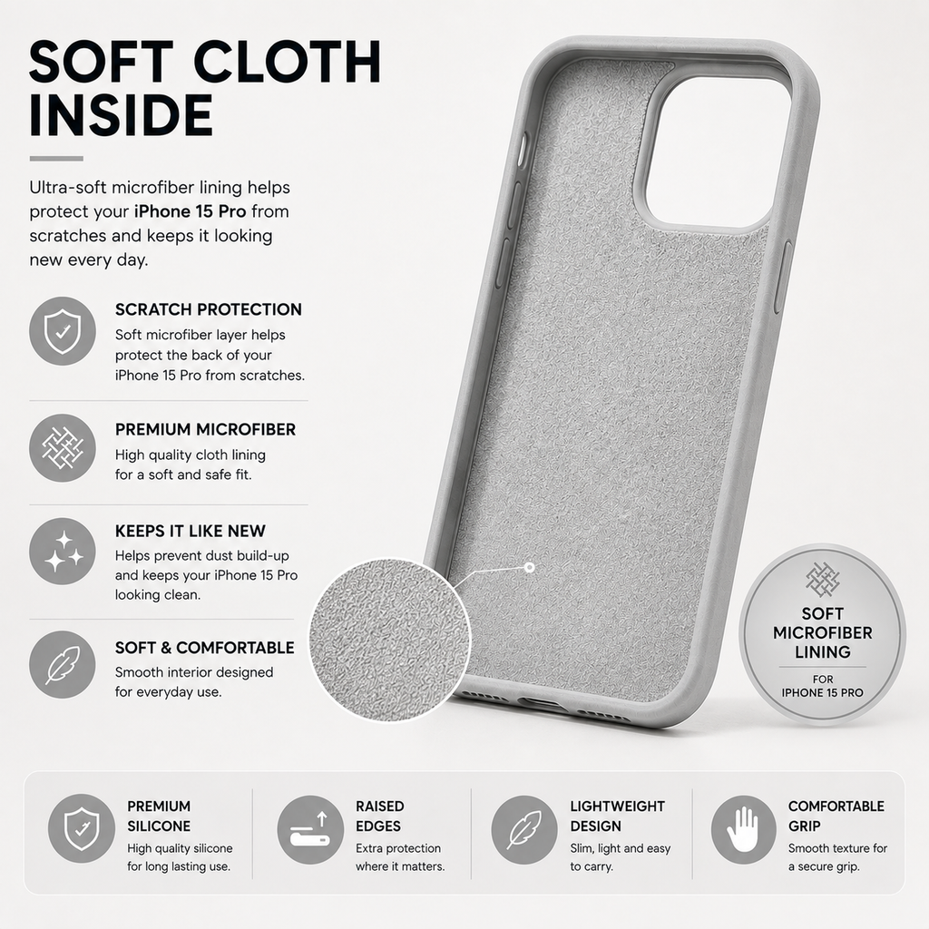 iPhone 15 Pro Silicone Case – Stylish Protective Back Cover
