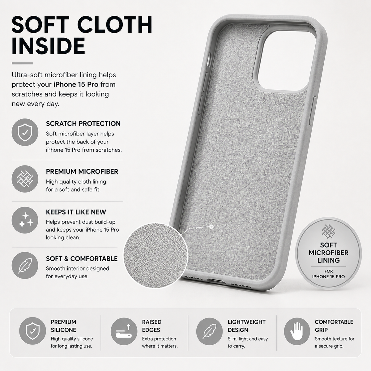 iPhone 15 Pro Silicone Case – Stylish Protective Back Cover