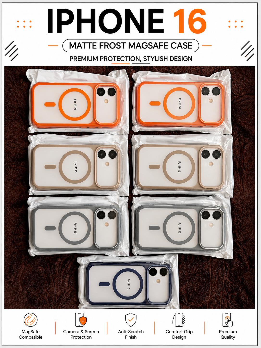 iPhone 16 Premium Matte Frost MagSafe Case – Stylish Protective Back Cover