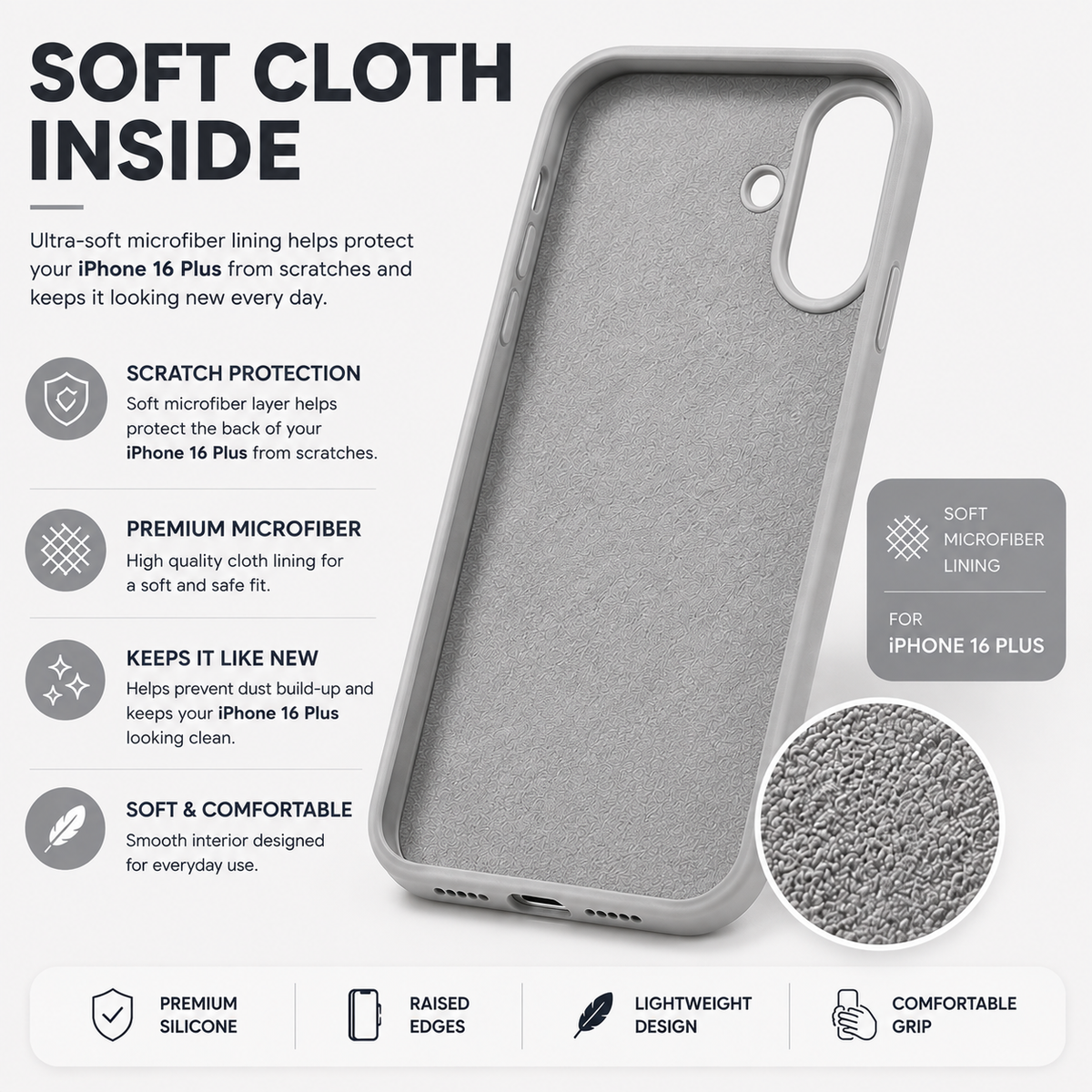iPhone 16 Plus Silicone Case – Stylish Protective Back Cover