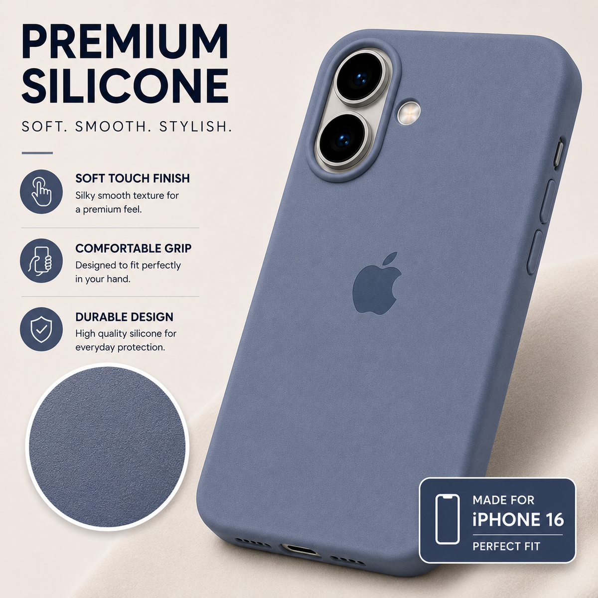 iPhone 16 Silicone Case – Stylish Protective Back Cover