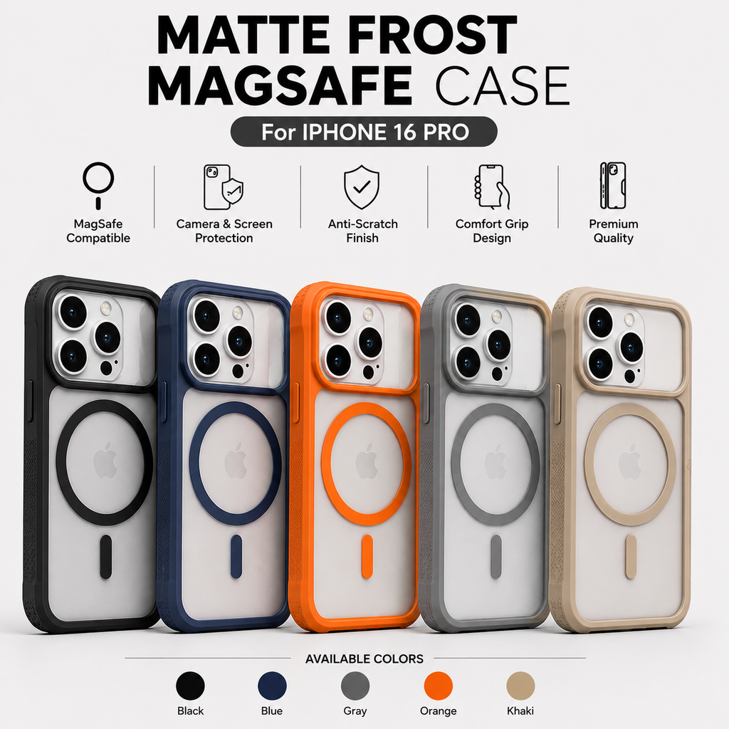 iPhone 16 Pro Premium Matte Frost MagSafe Case – Stylish Protective Back Cover