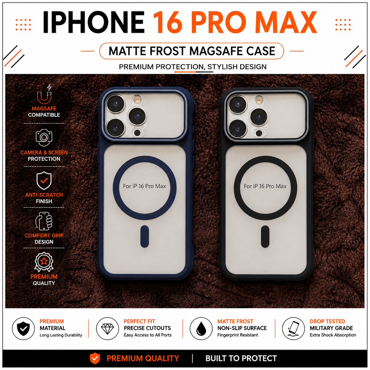 iPhone 16 Pro Max Premium Matte Frost MagSafe Case – Stylish Protective Back Cover