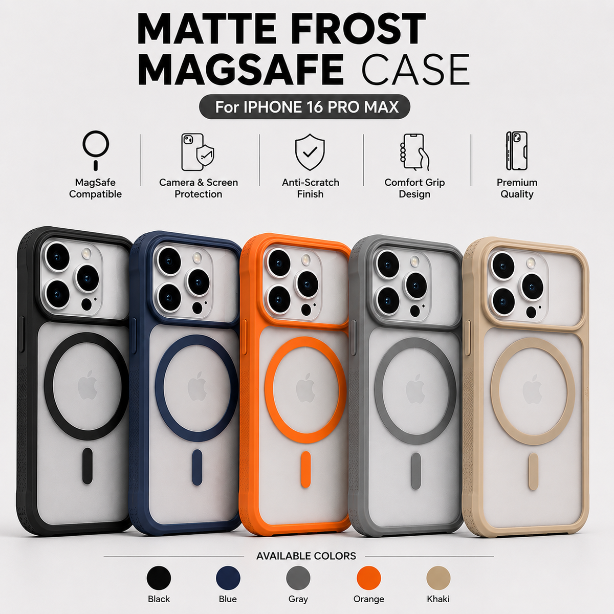 iPhone 16 Pro Max Premium Matte Frost MagSafe Case – Stylish Protective Back Cover