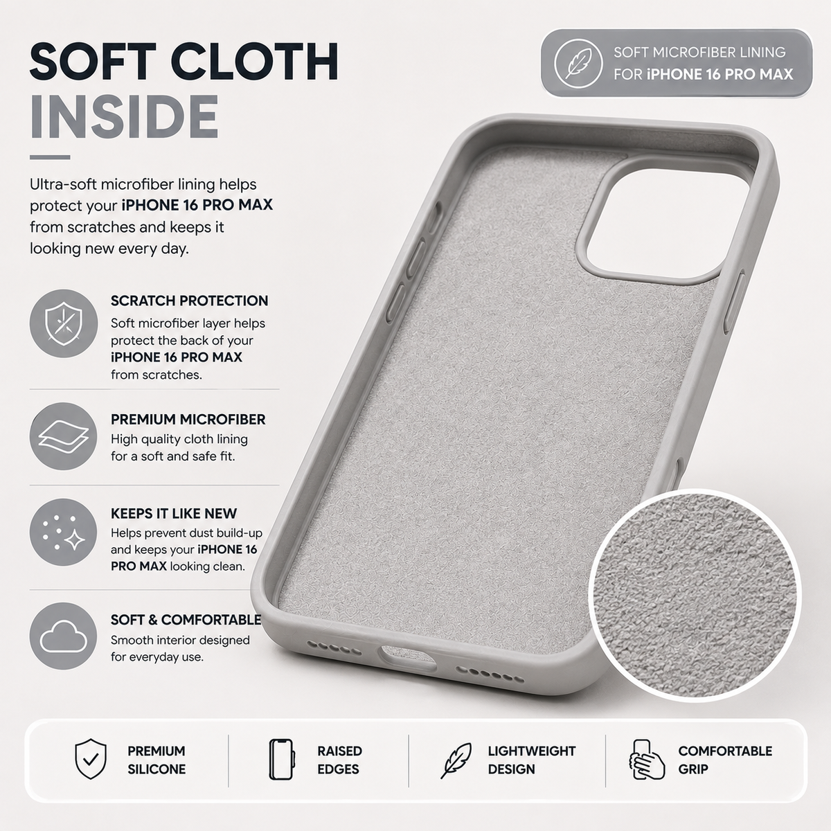 iPhone 16 Pro Max Silicone Case – Stylish Protective Back Cover