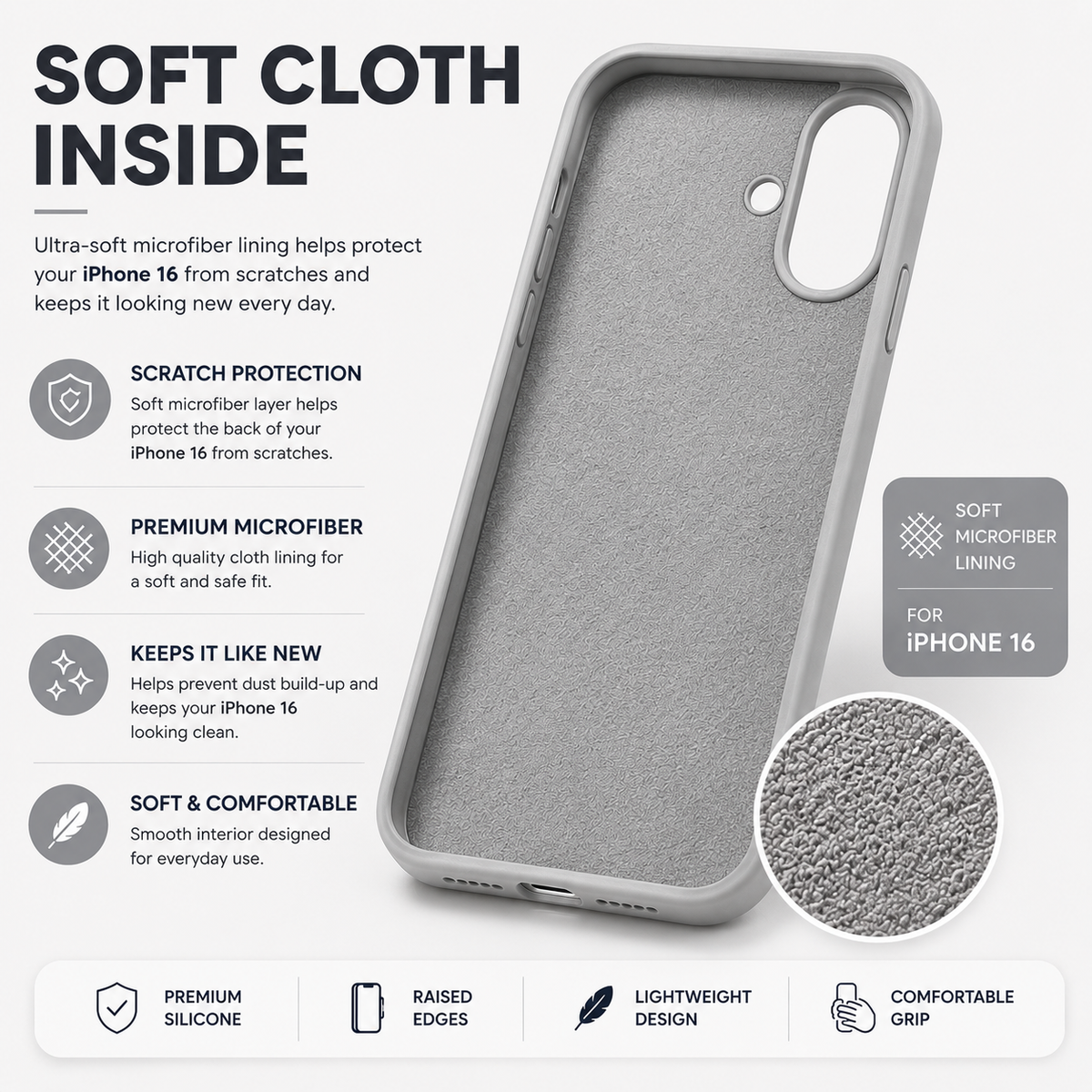 iPhone 16 Silicone Case – Stylish Protective Back Cover