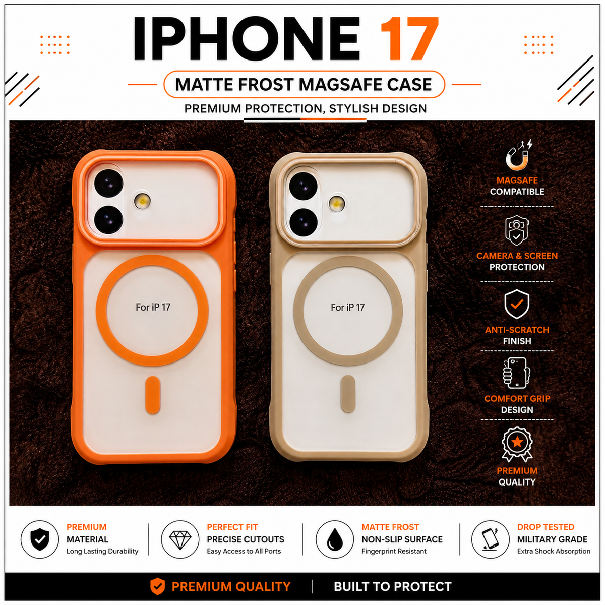 iPhone 17 Premium Matte Frost MagSafe Case – Stylish Protective Back Cover