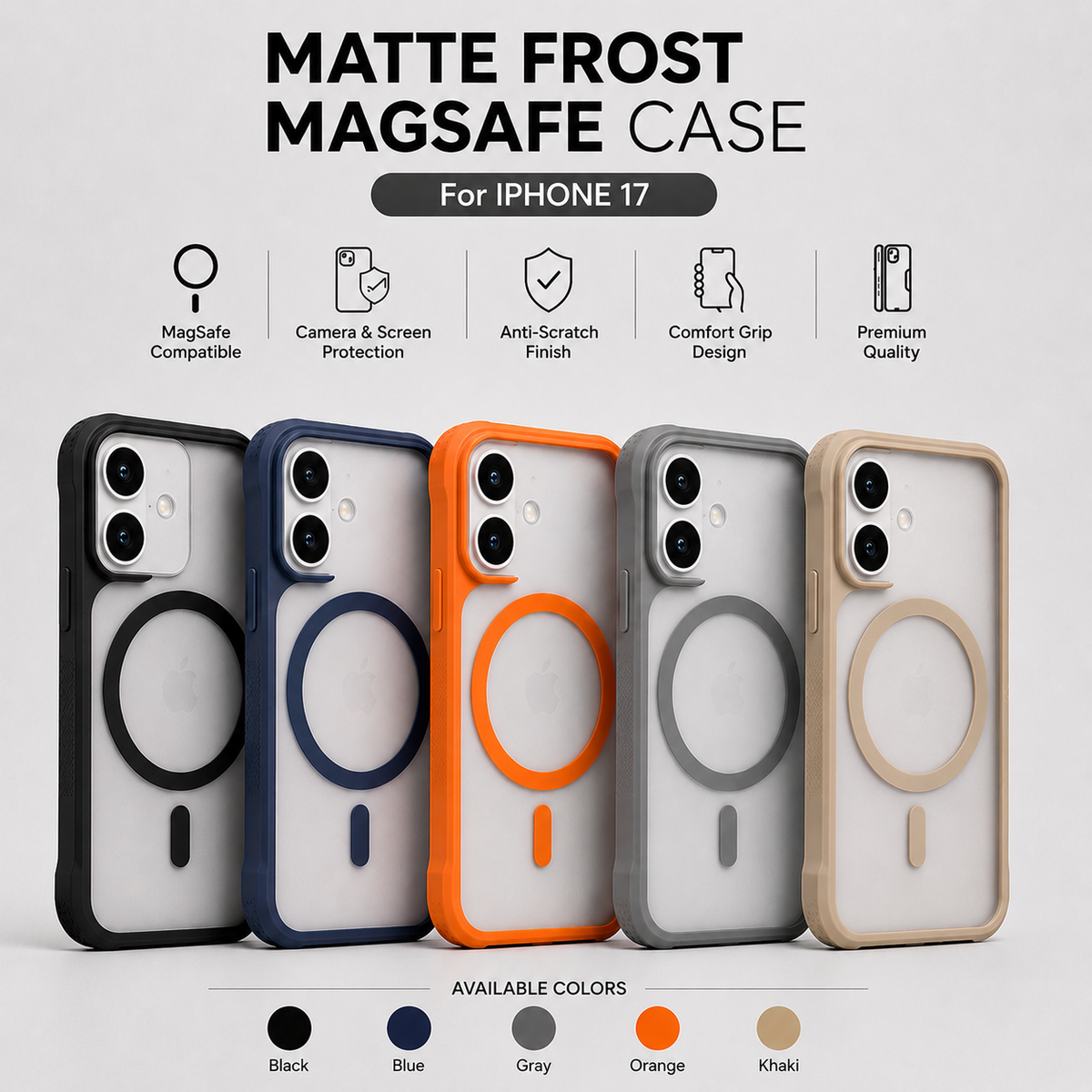 iPhone 17 Premium Matte Frost MagSafe Case – Stylish Protective Back Cover
