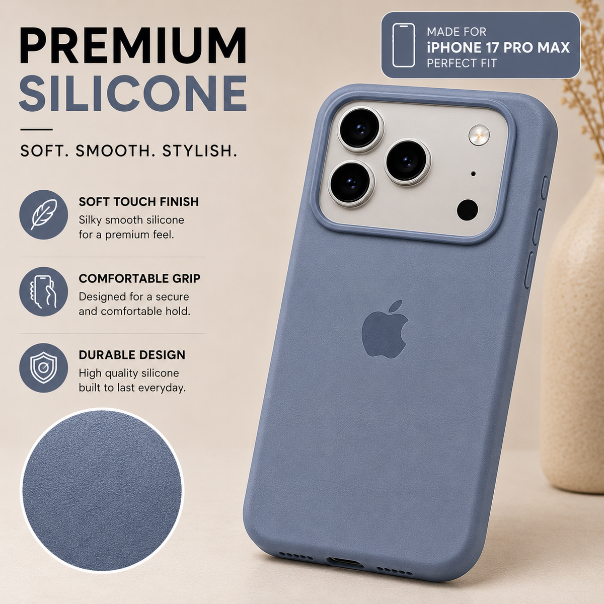iPhone 17 Pro Max Silicone Case – Stylish Protective Back Cover