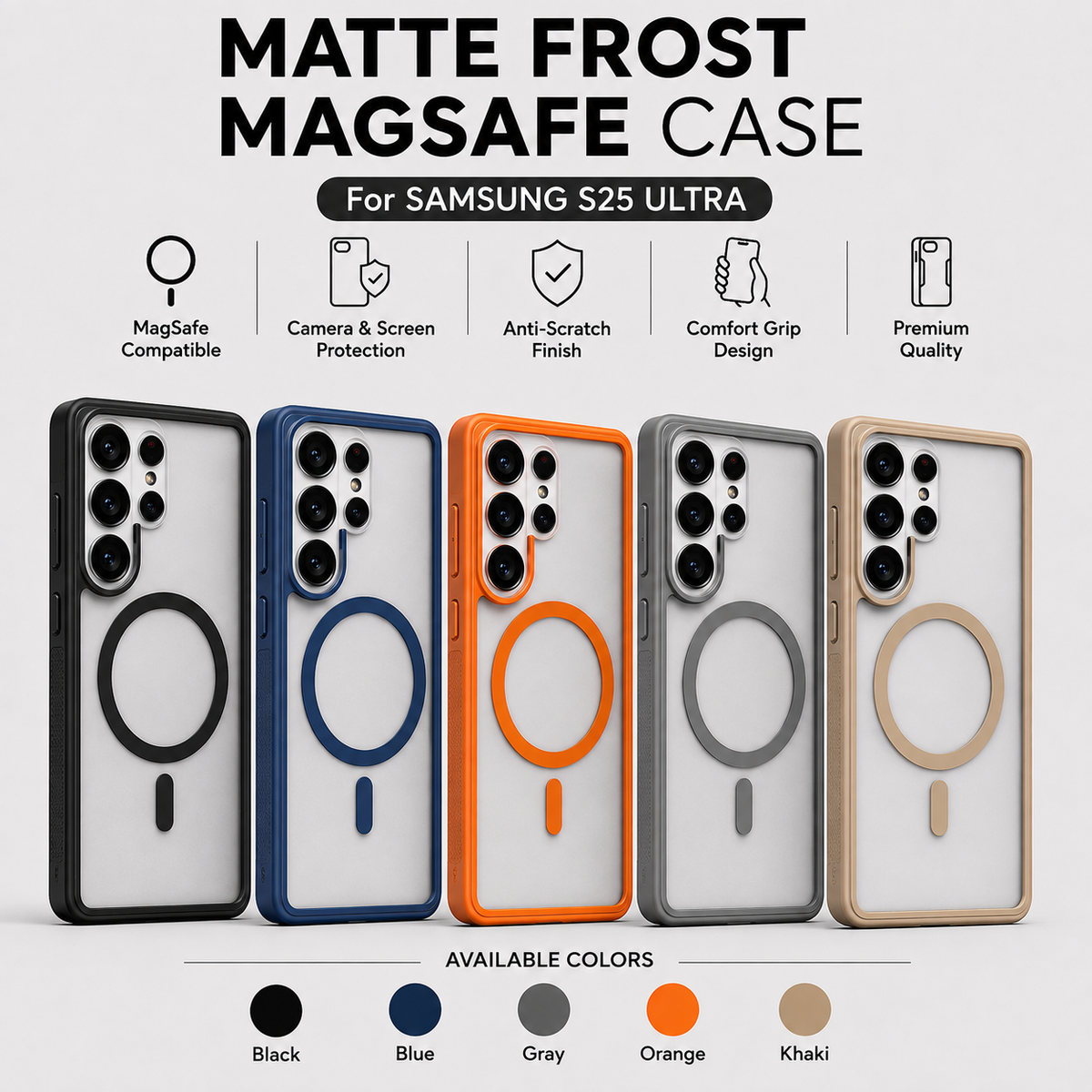 Samsung Galaxy S25 Ultra Premium Matte Frost MagSafe Case – Stylish Protective Back Cover