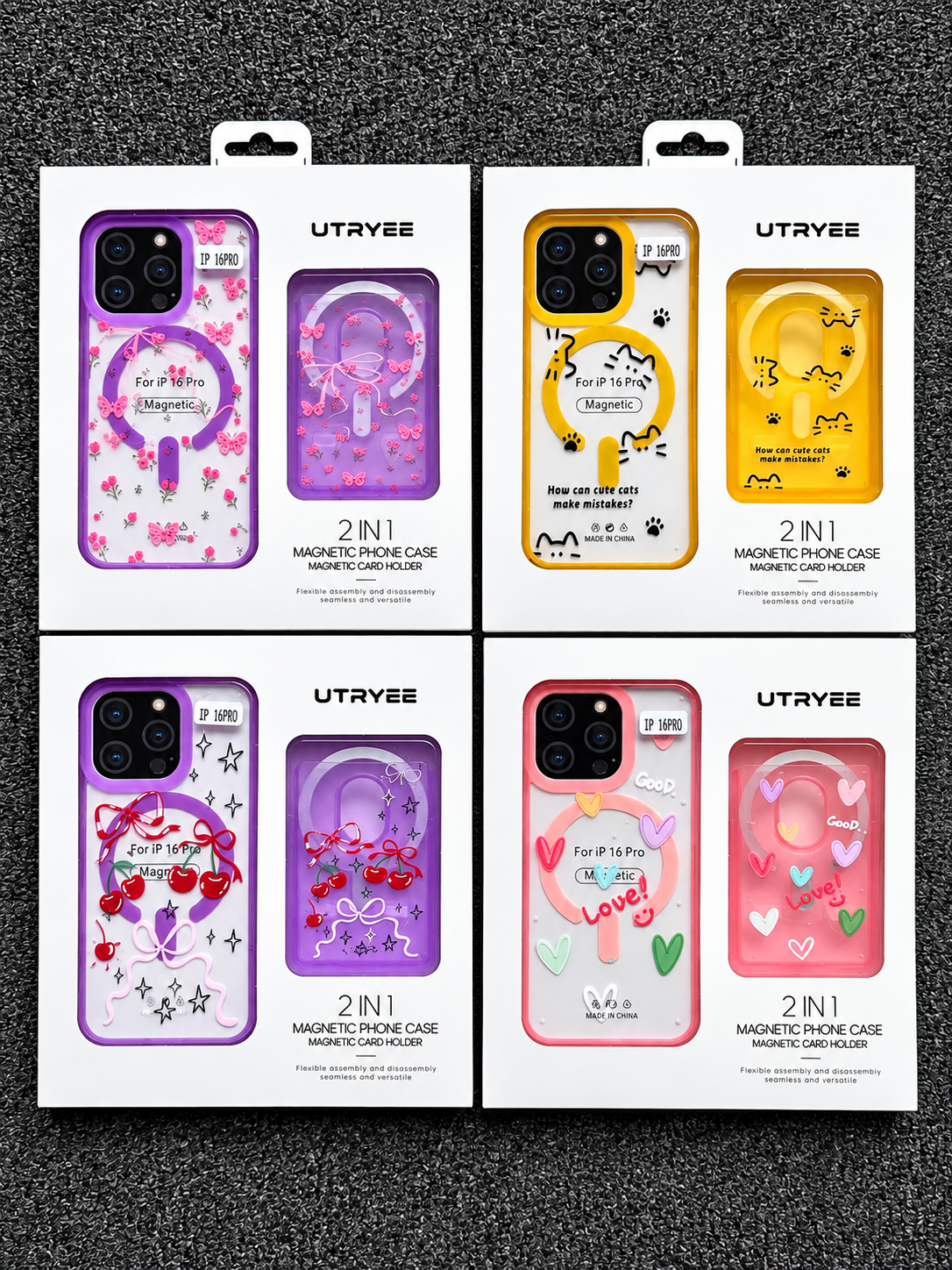 UTRYEE 2-in-1 Magnetic iPhone Case + Detachable Card Holder for iPhone 16 Pro