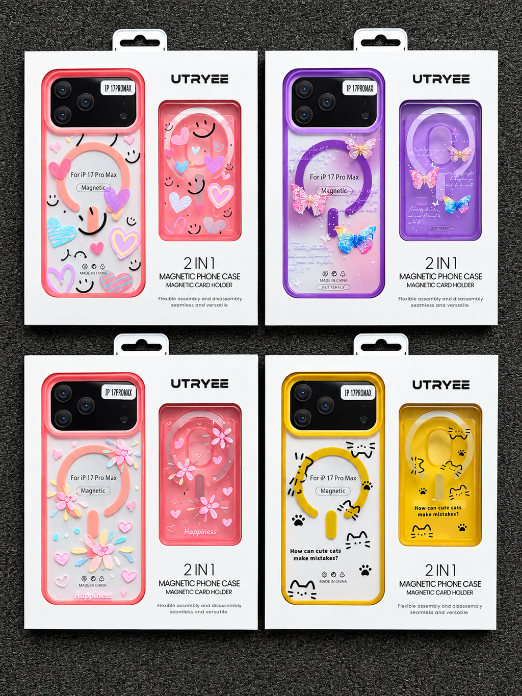 UTRYEE 2-in-1 Magnetic iPhone Case + Detachable Card Holder for iPhone 17 Pro Max