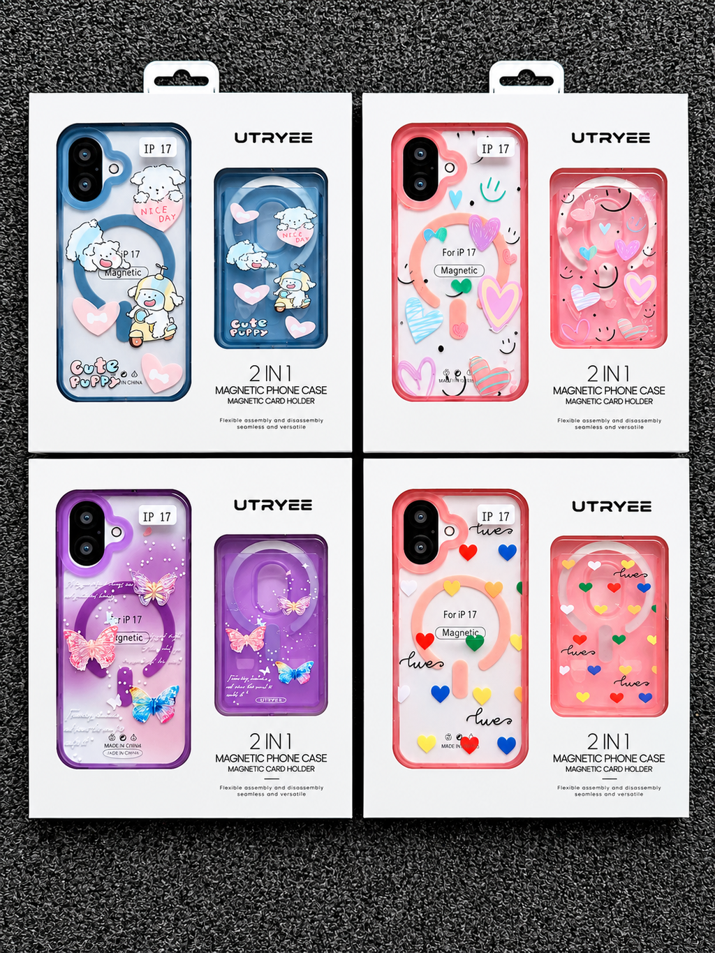 UTRYEE 2-in-1 Magnetic iPhone Case + Detachable Card Holder for iPhone 17
