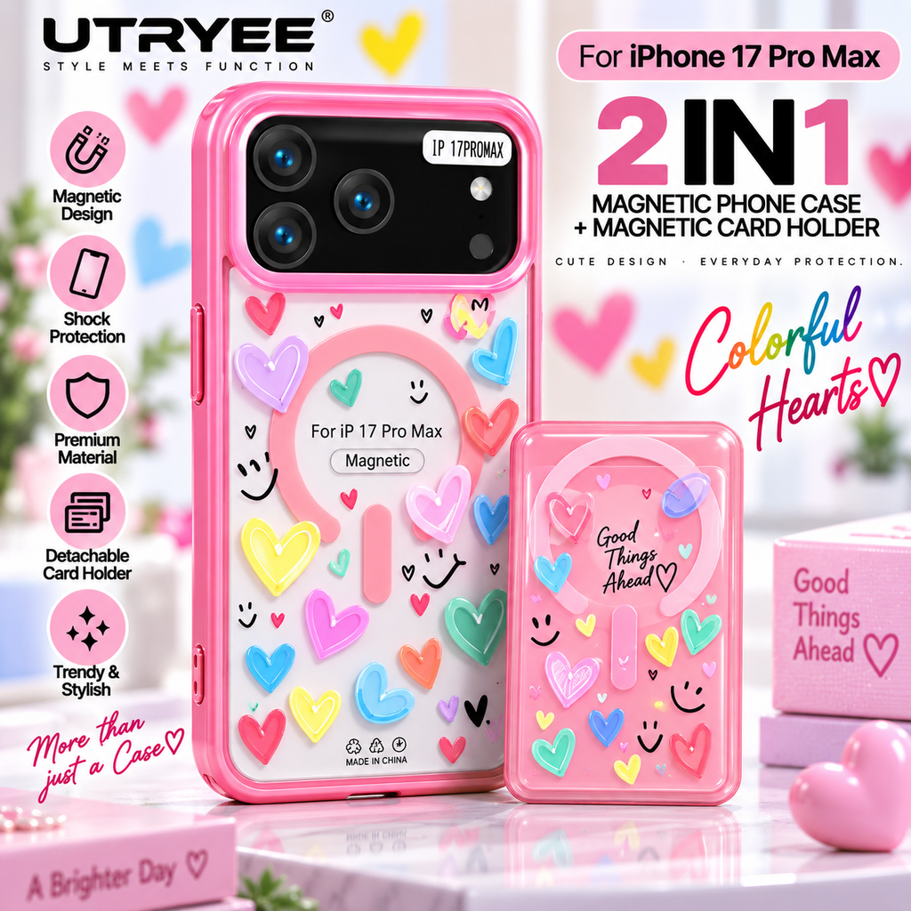 UTRYEE 2-in-1 Magnetic iPhone Case + Detachable Card Holder for iPhone 17 Pro Max