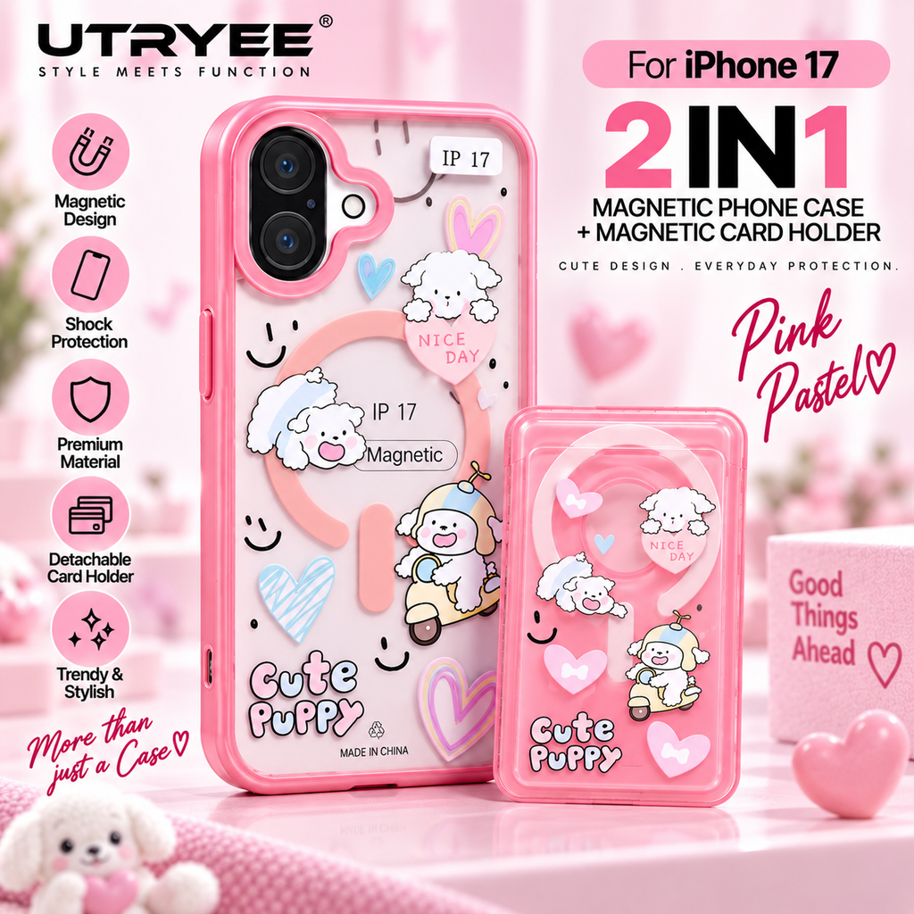 UTRYEE 2-in-1 Magnetic iPhone Case + Detachable Card Holder for iPhone 17