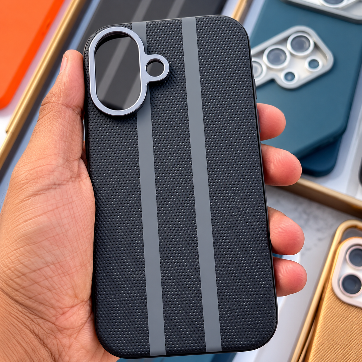 iPhone 16 Woven Texture Premium Leather Case – Stylish & Protective