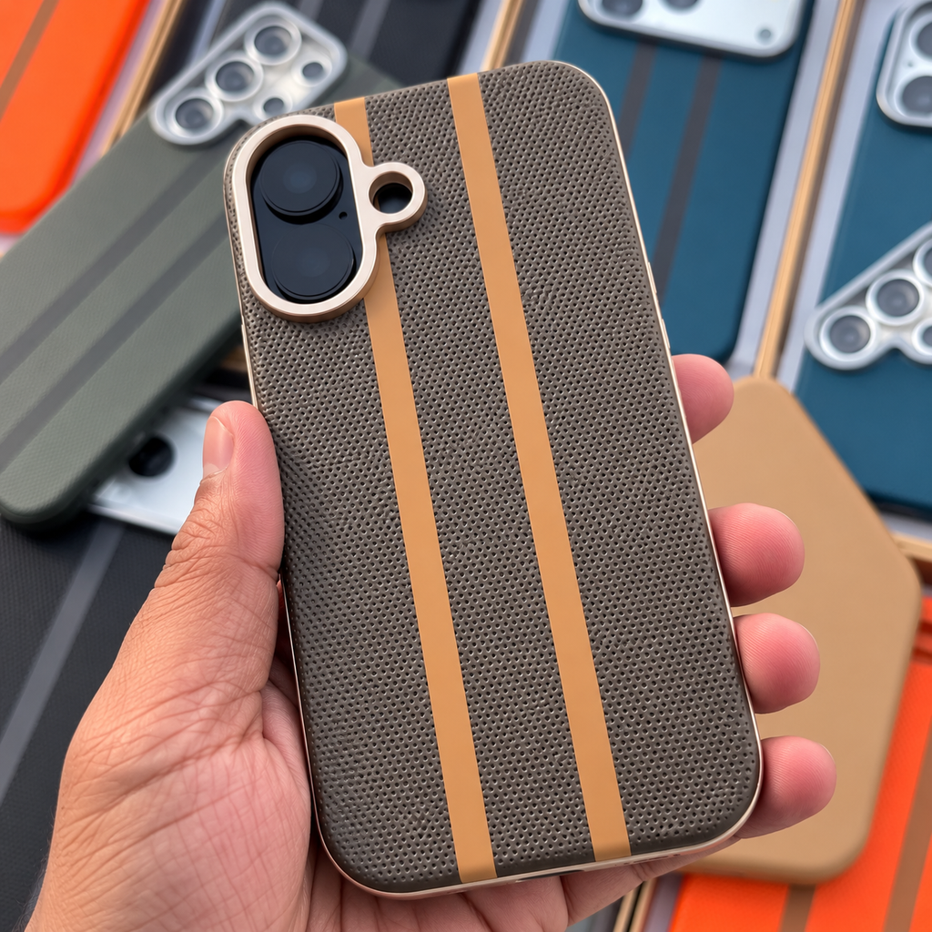 iPhone 17 Woven Texture Premium Leather Case – Stylish & Protective