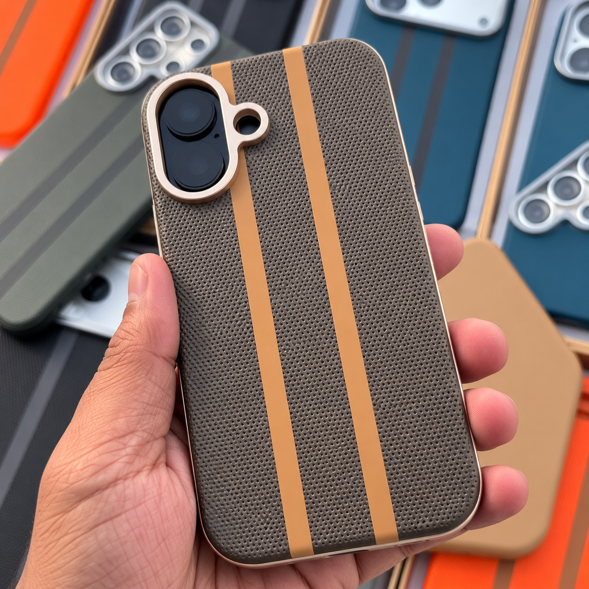 iPhone 17 Woven Texture Premium Leather Case – Stylish & Protective